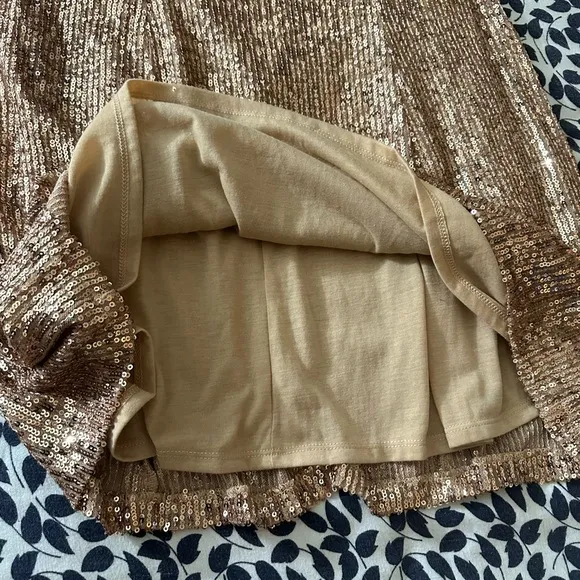 Free People Frida Sequin Ruffle Strapless Mini Dress In Bronze/Gold NWOT Size 4