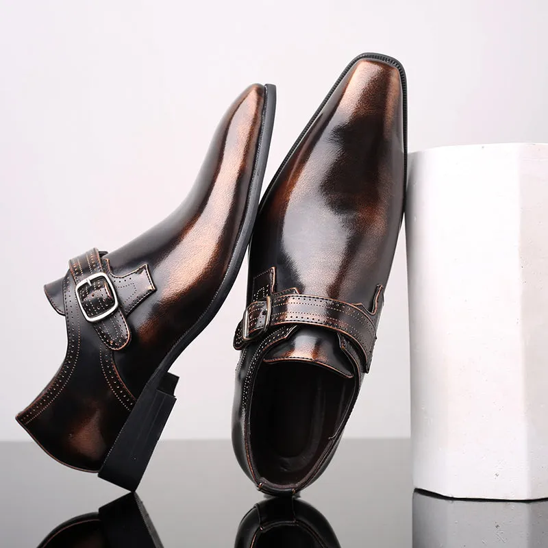 Garrison - Mens patent monk shoes