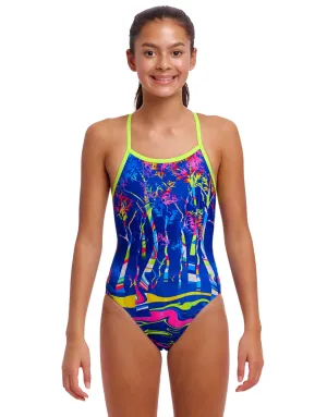 Girls Dammed Single Strap Swimsuit - Blue