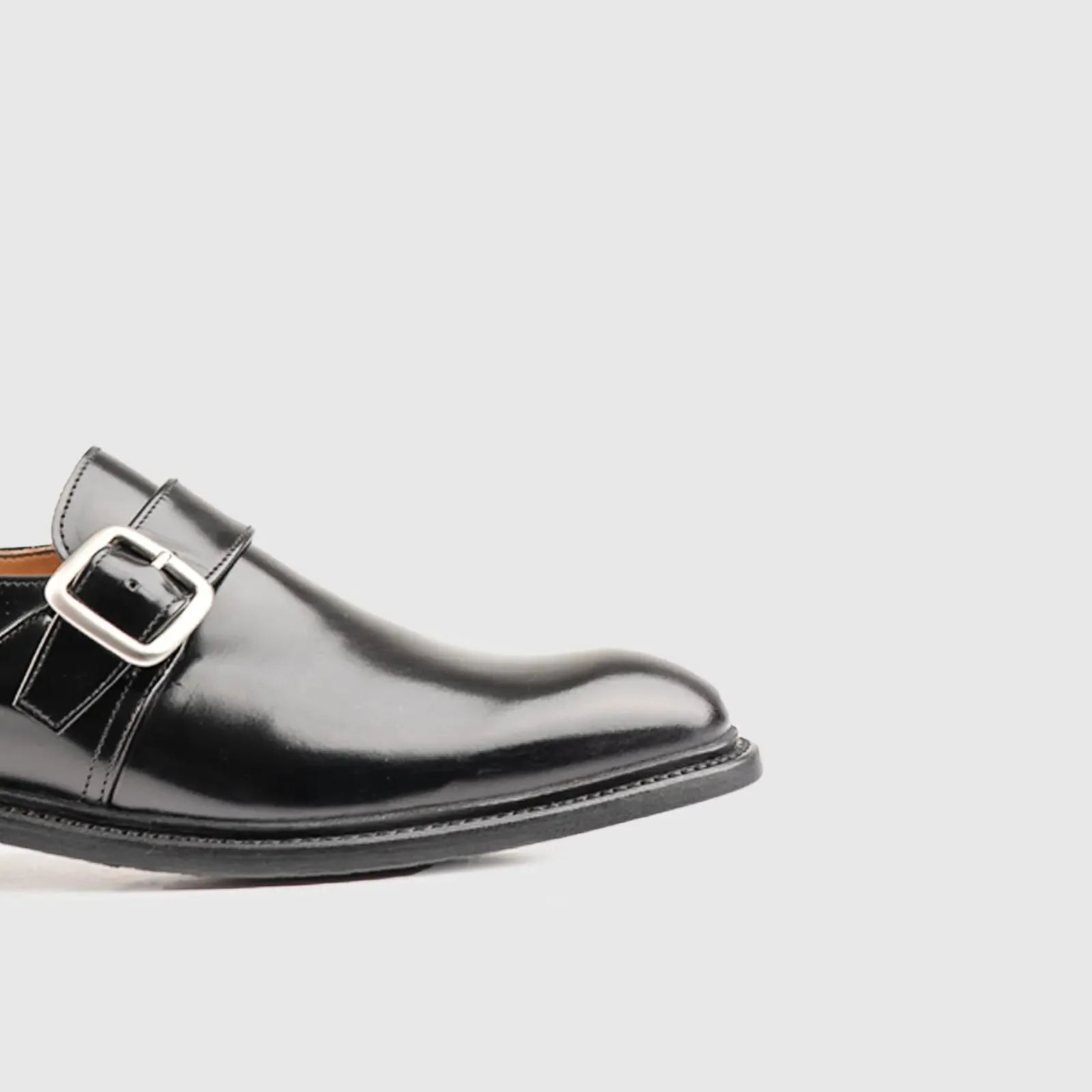 Goodyear Welt Single Monk Strap Slip On 6832 Black