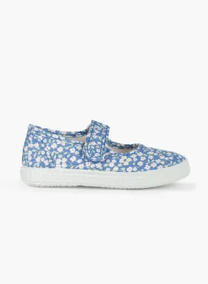 Hampton Canvas Martha Shoes in Blue Ditsy