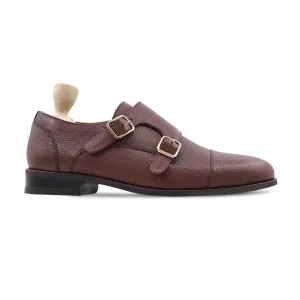 Handmade Custom Men Pebble Grain Leather Double Monkstrap Shoes