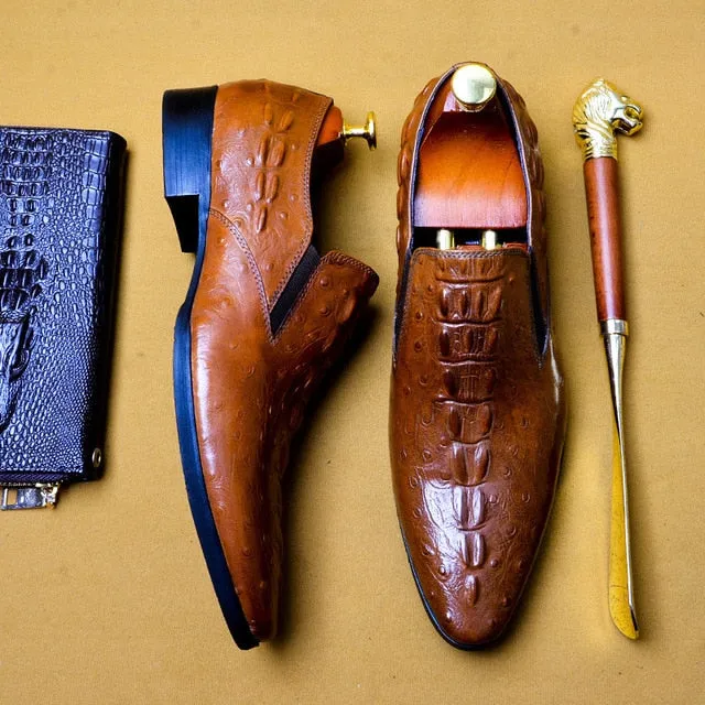 Handmade Italy Fashion crocodile shoes Wedding Party oxford shoes for men Genuine Leather Men's Derby Dress Shoes