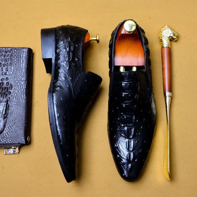 Handmade Italy Fashion crocodile shoes Wedding Party oxford shoes for men Genuine Leather Men's Derby Dress Shoes