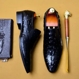 Handmade Italy Fashion crocodile shoes Wedding Party oxford shoes for men Genuine Leather Men's Derby Dress Shoes