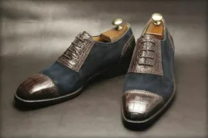 Handmade Two-Tone Leather Oxfords for Men