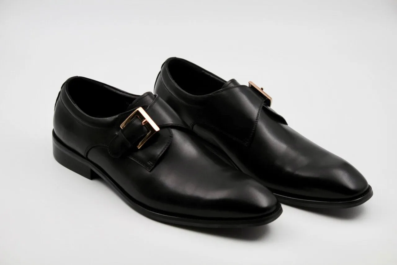Hazel Black Buckle Monk