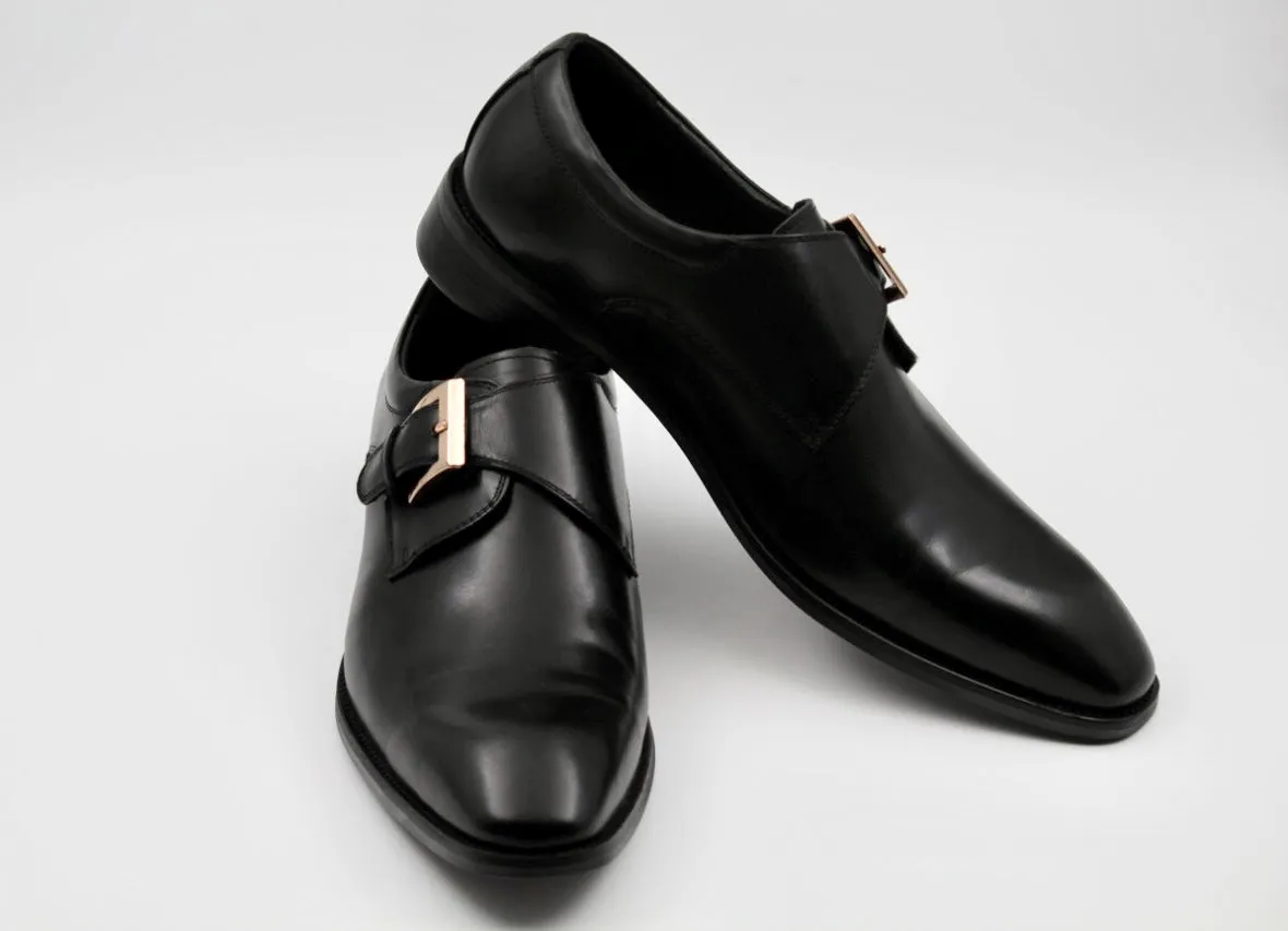 Hazel Black Buckle Monk