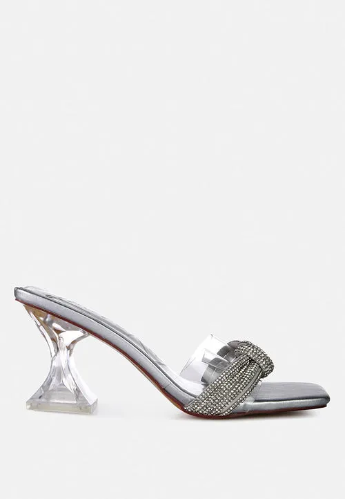 Hiorda rhinestone knotted spool heel sandals