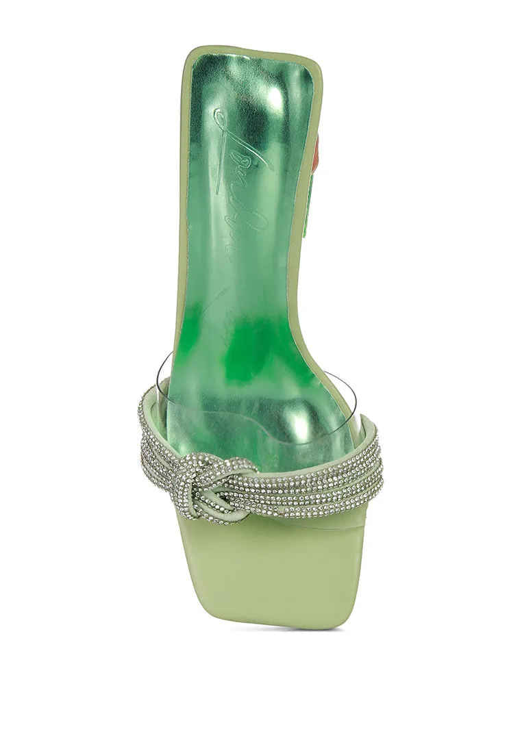 Hiorda rhinestone knotted spool heel sandals