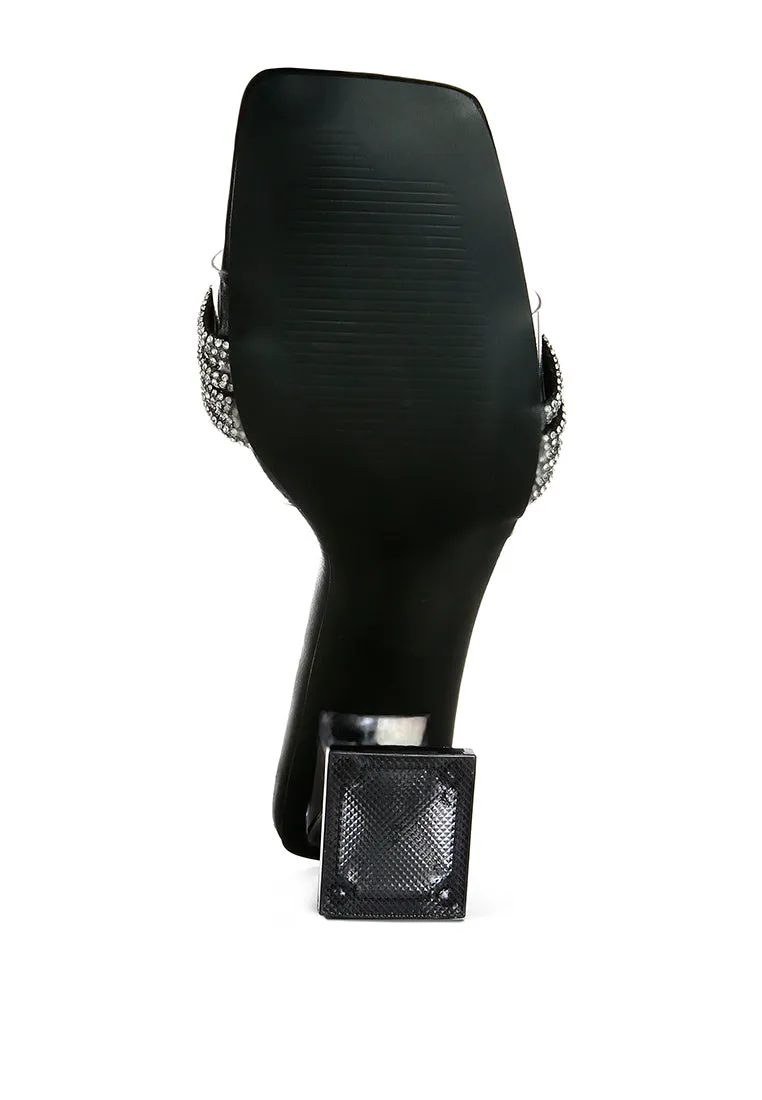 Hiorda rhinestone knotted spool heel sandals