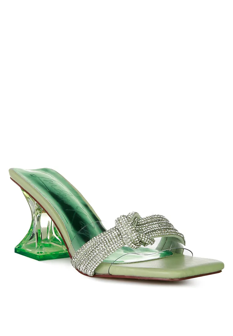 Hiorda rhinestone knotted spool heel sandals