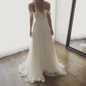 Ivoy Off-Shoulder Chiffon Wedding Bridal Dress
