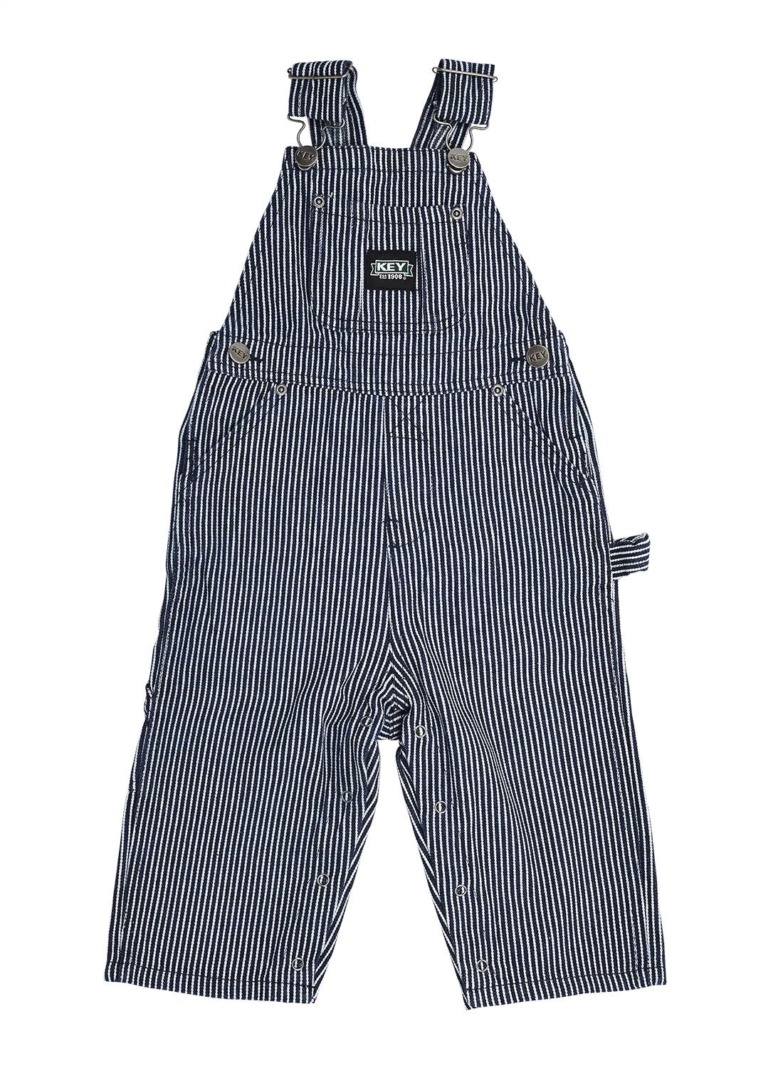 Key baby size coverall blue striped