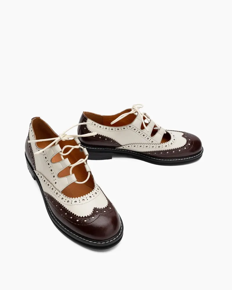 Lace-up Wingtip Perforated Leather Oxfords