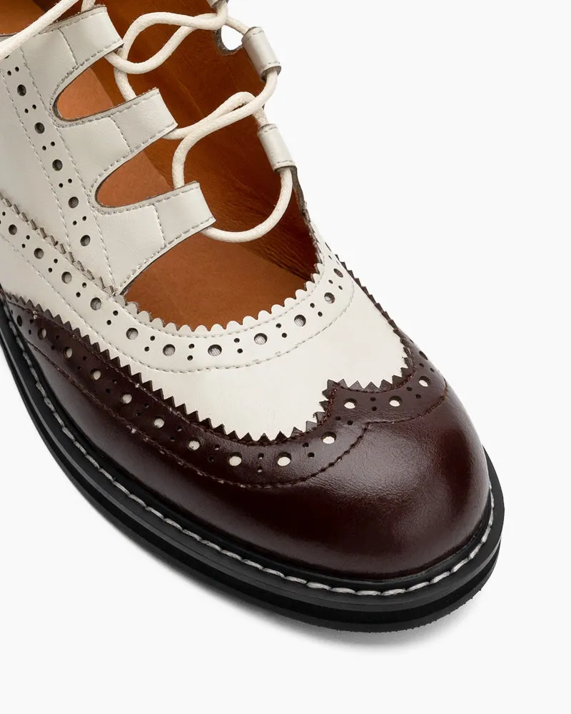 Lace-up Wingtip Perforated Leather Oxfords