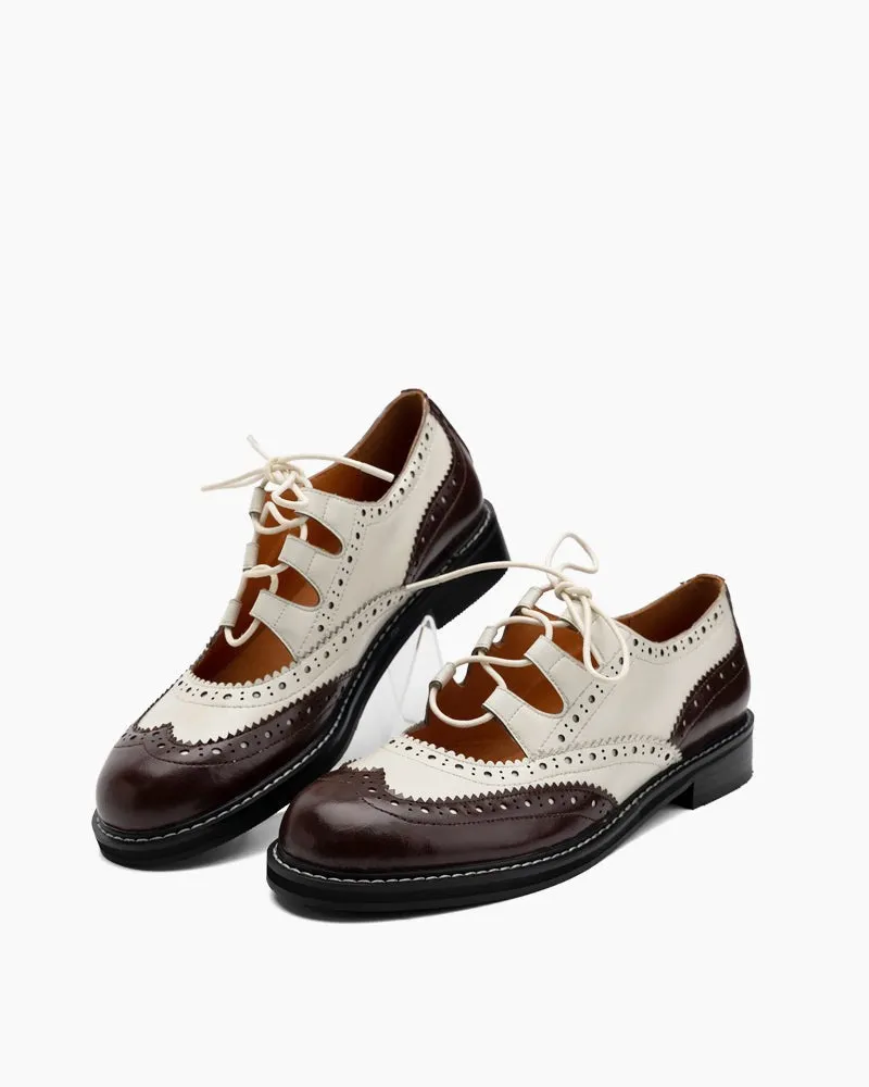 Lace-up Wingtip Perforated Leather Oxfords