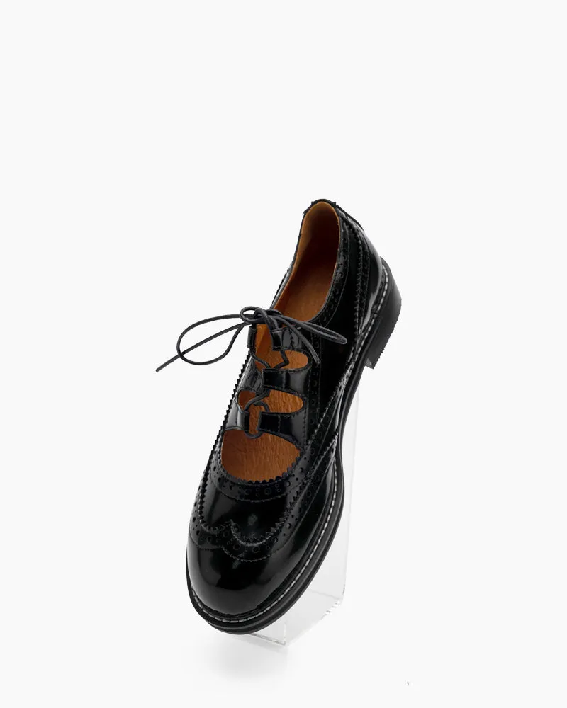Lace-up Wingtip Perforated Leather Oxfords