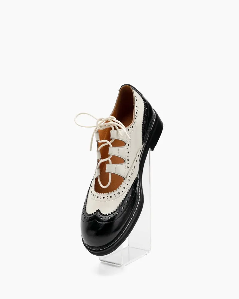 Lace-up Wingtip Perforated Leather Oxfords