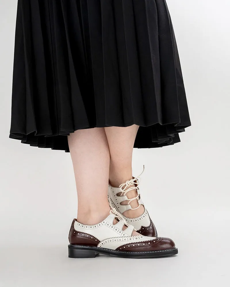 Lace-up Wingtip Perforated Leather Oxfords