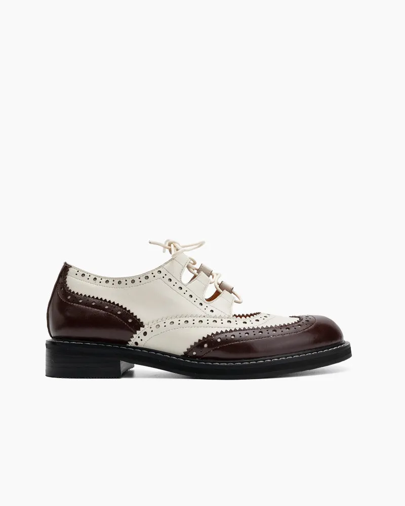 Lace-up Wingtip Perforated Leather Oxfords