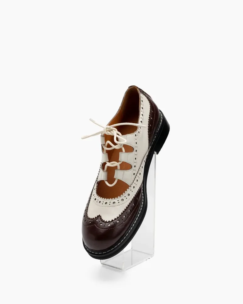 Lace-up Wingtip Perforated Leather Oxfords