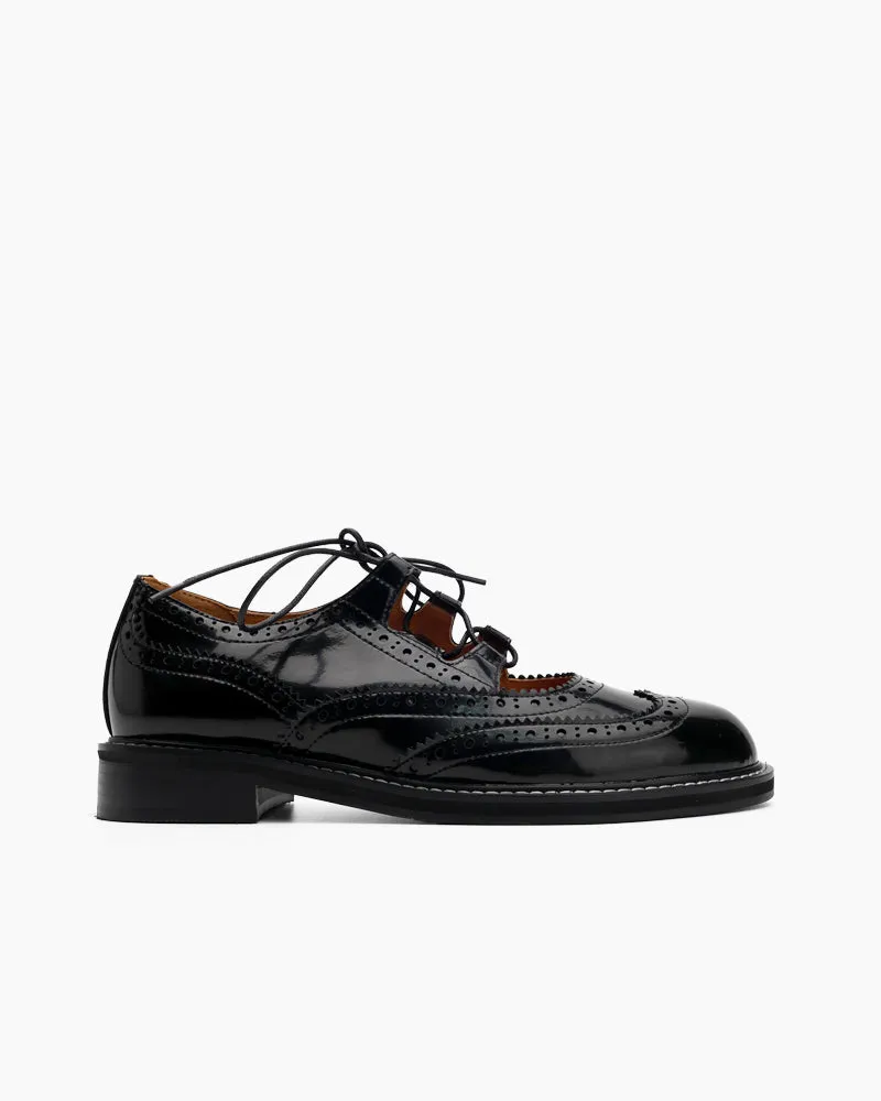 Lace-up Wingtip Perforated Leather Oxfords