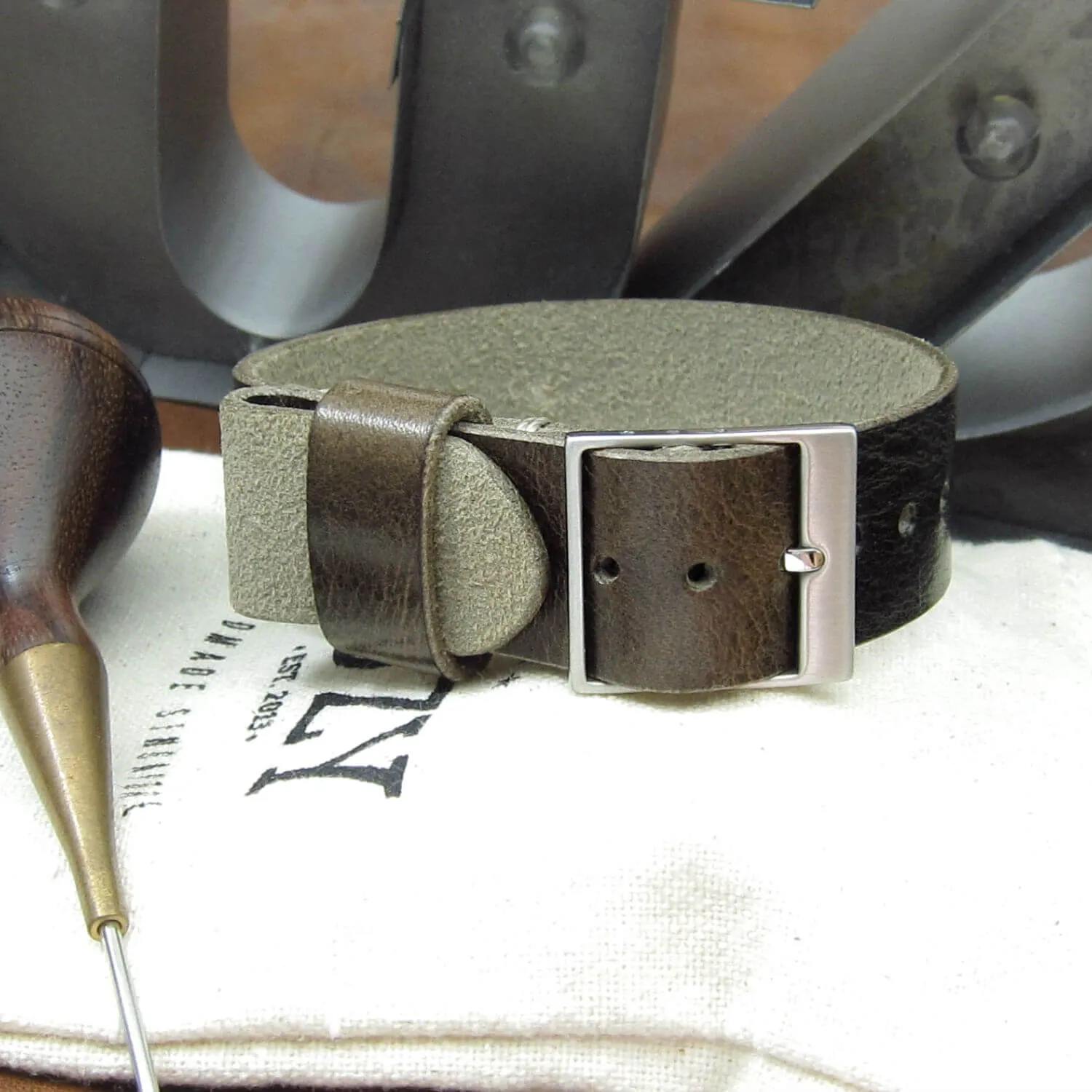 Leather Watch Strap, Classic RAF II Military 107