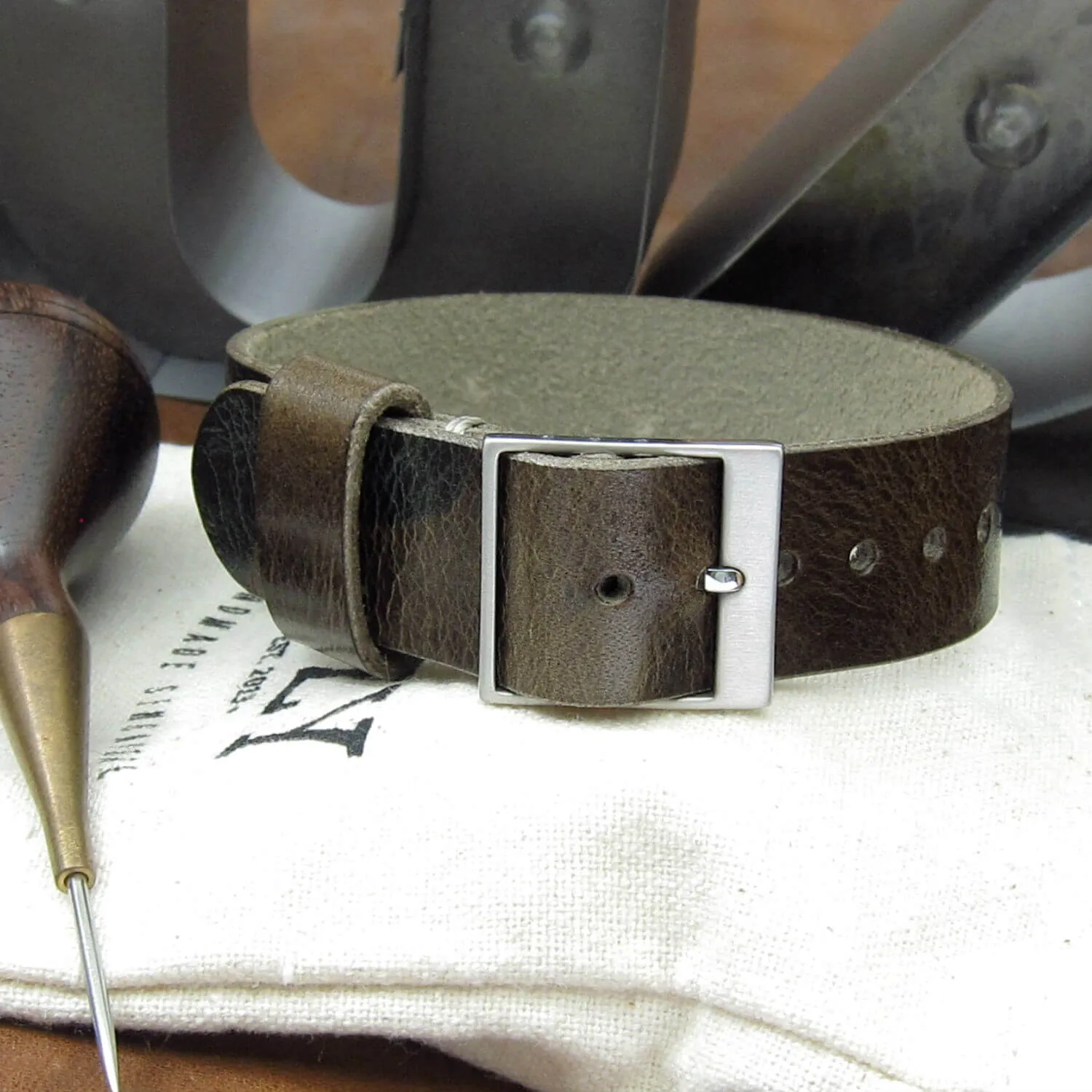 Leather Watch Strap, Classic RAF II Military 107
