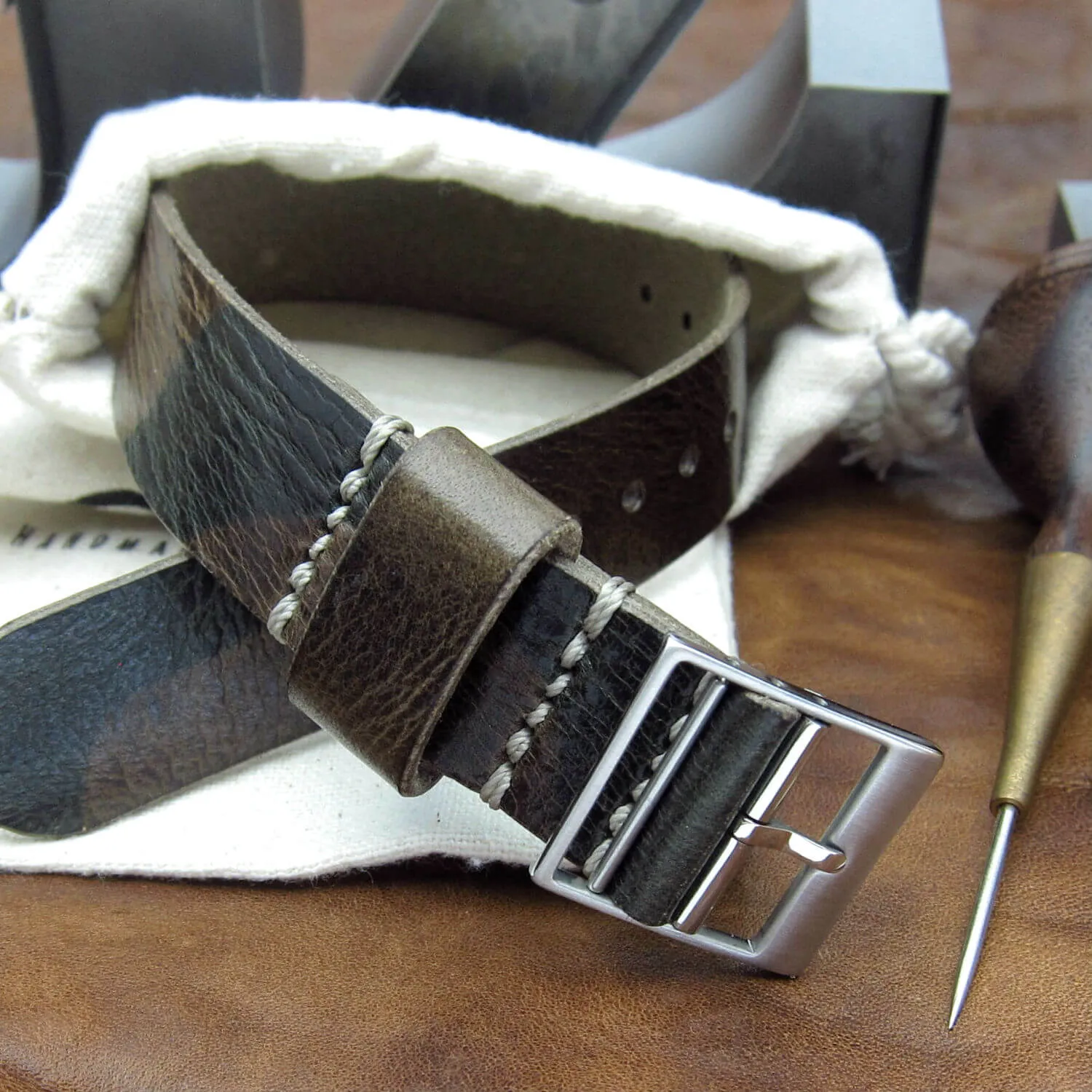 Leather Watch Strap, Classic RAF II Military 107