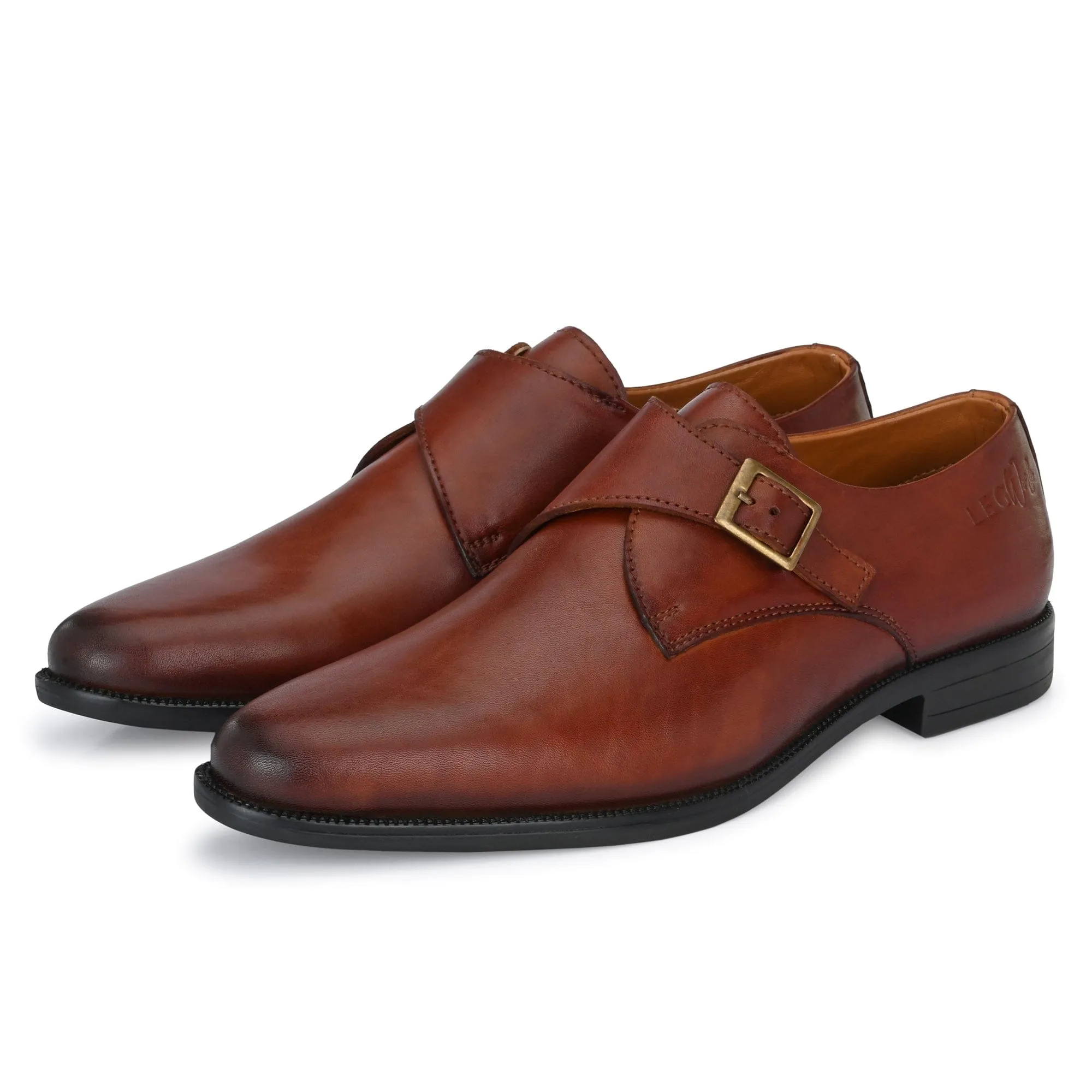 LEGWORK SINGLE MONK BRITISH TAN CALF ITALIAN LEATHER DRESS SHOE