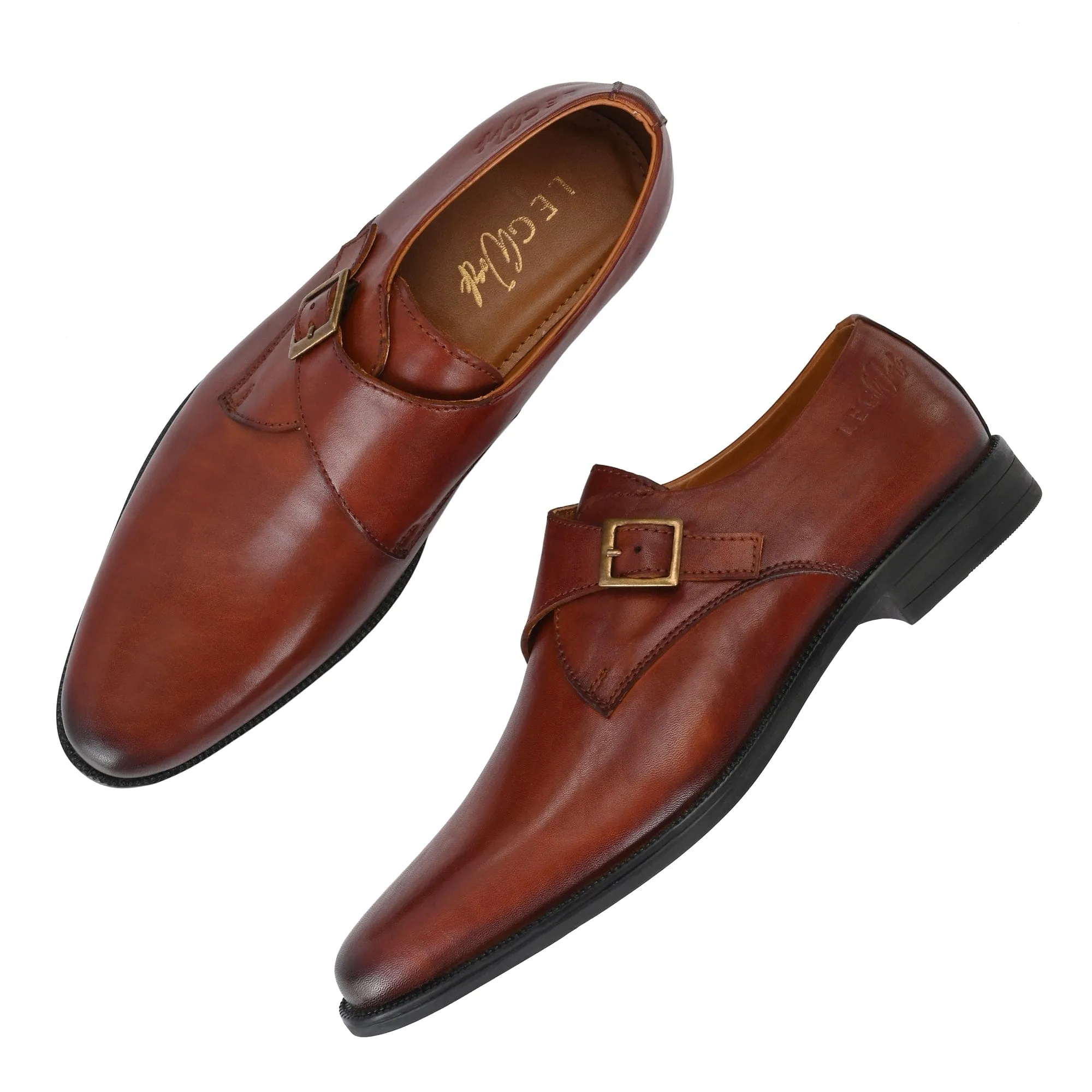 LEGWORK SINGLE MONK BRITISH TAN CALF ITALIAN LEATHER DRESS SHOE