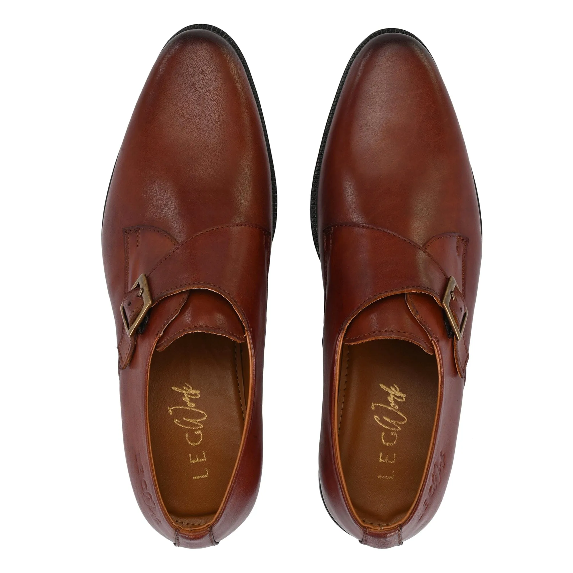 LEGWORK SINGLE MONK BRITISH TAN CALF ITALIAN LEATHER DRESS SHOE