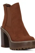 Lug Sole Stacked Heel Bootie