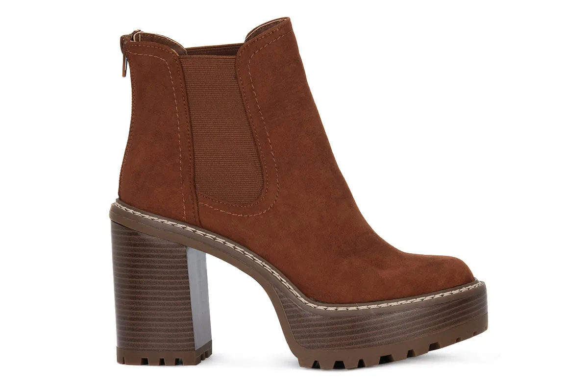 Lug Sole Stacked Heel Bootie