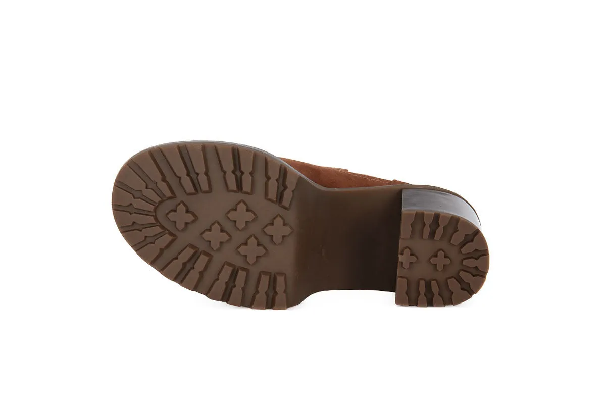 Lug Sole Stacked Heel Bootie