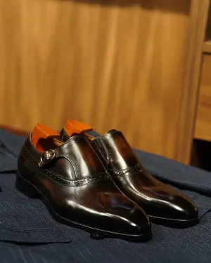 Luxury Brown Single Monk Strap Leather Shoes