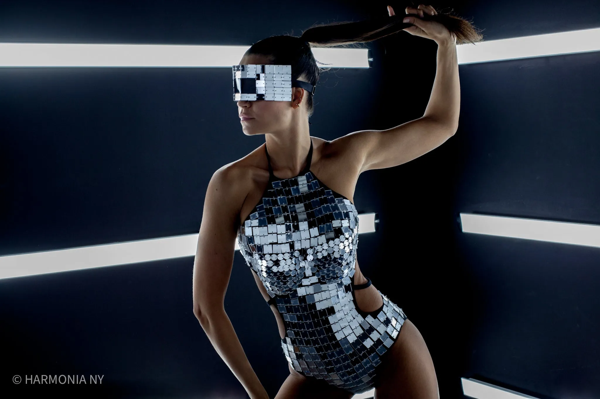Machina Silver Mirrored Bodysuit