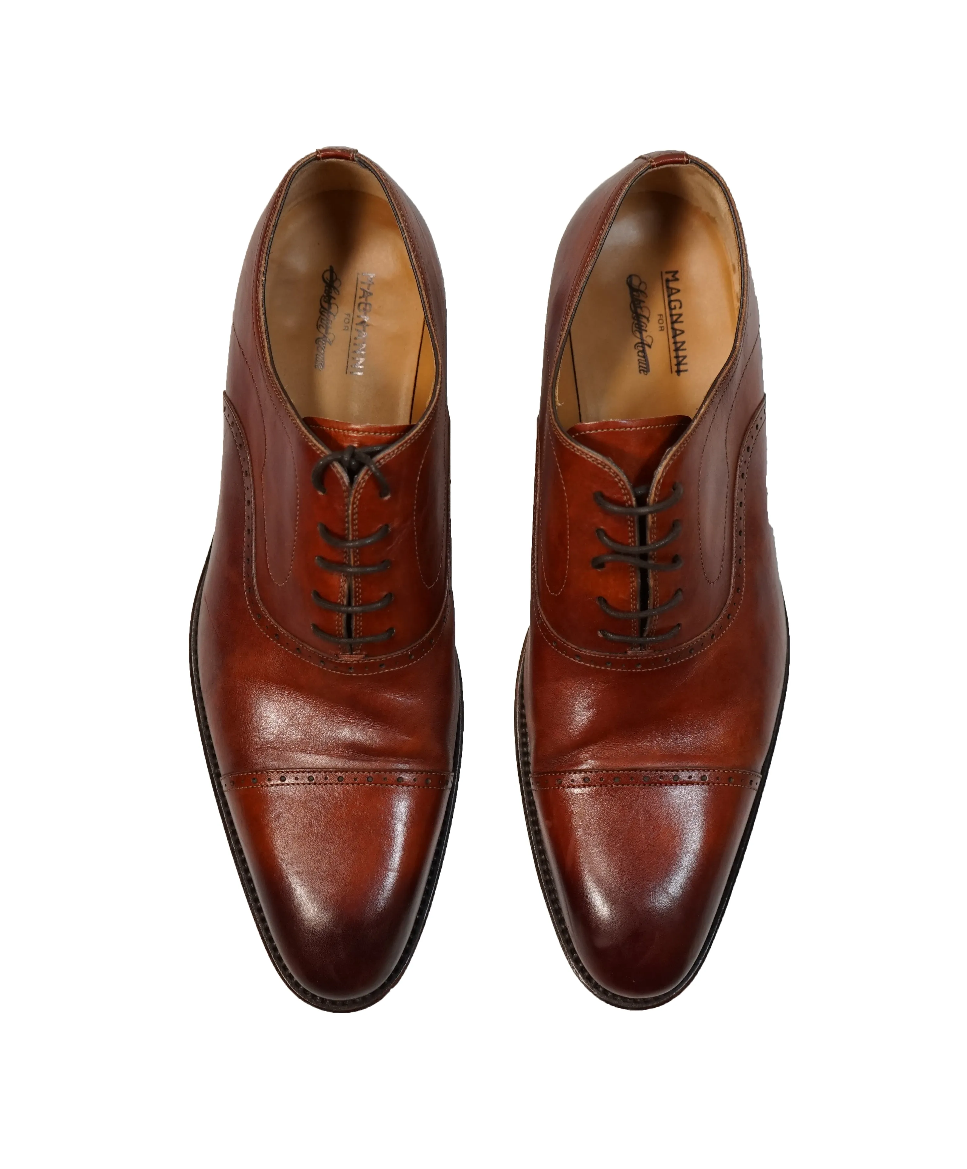MAGNANNI For SAKS FIFTH AVENUE- Brown Cap-Toe Oxfords - 12