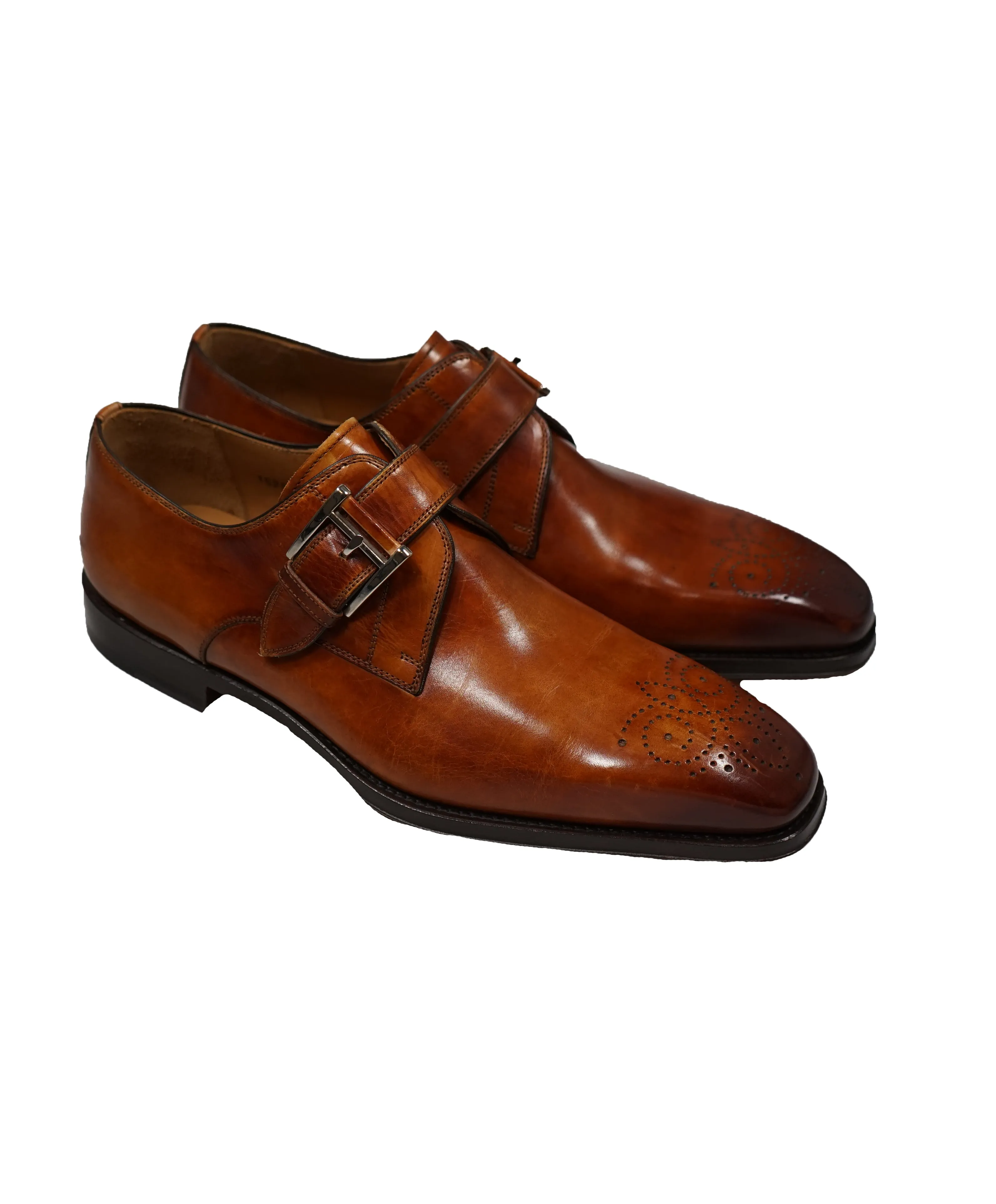 MAGNANNI For SAKS FIFTH AVENUE- Brown Single Monk Strap Loafers - 8