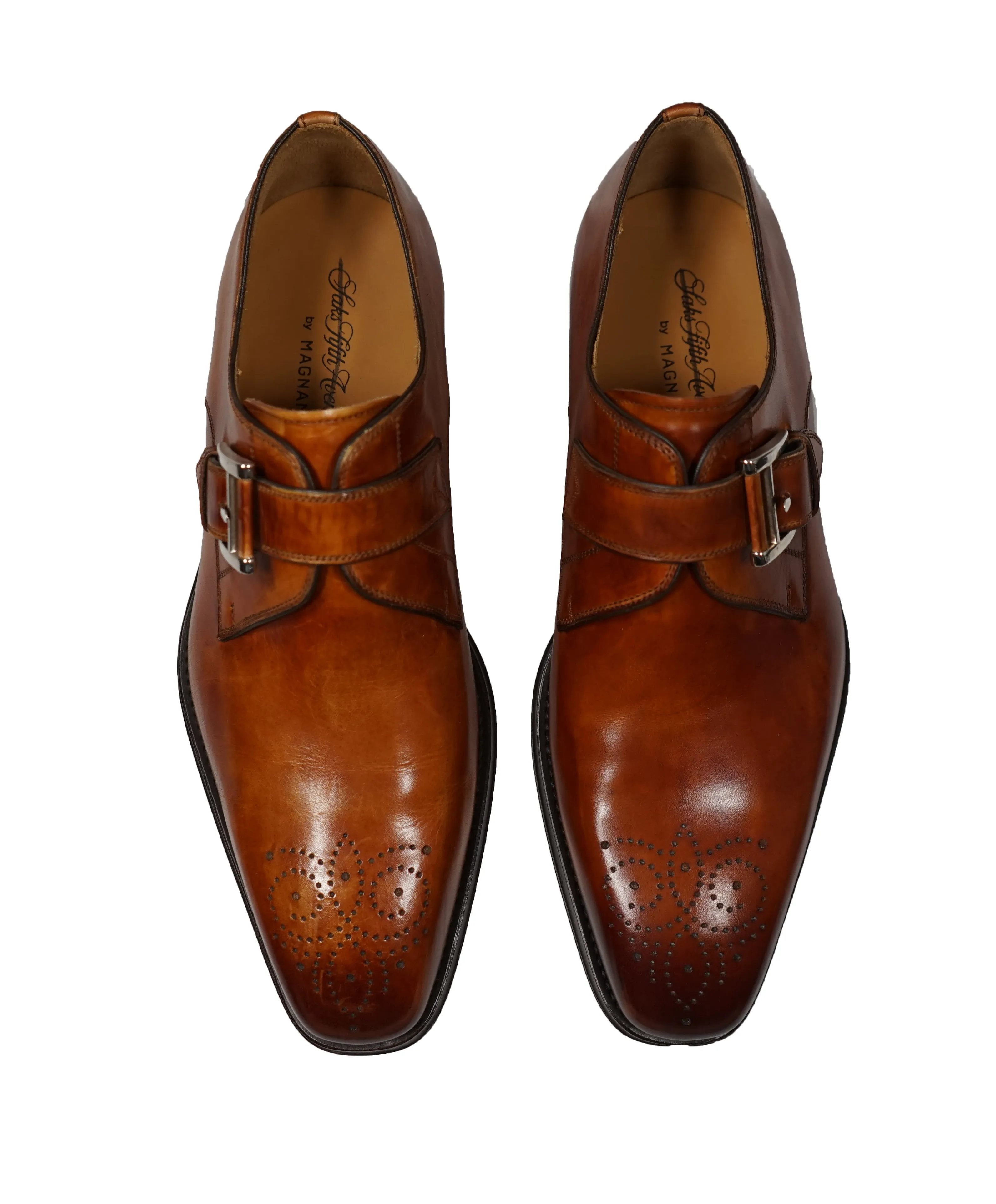MAGNANNI For SAKS FIFTH AVENUE- Brown Single Monk Strap Loafers - 8