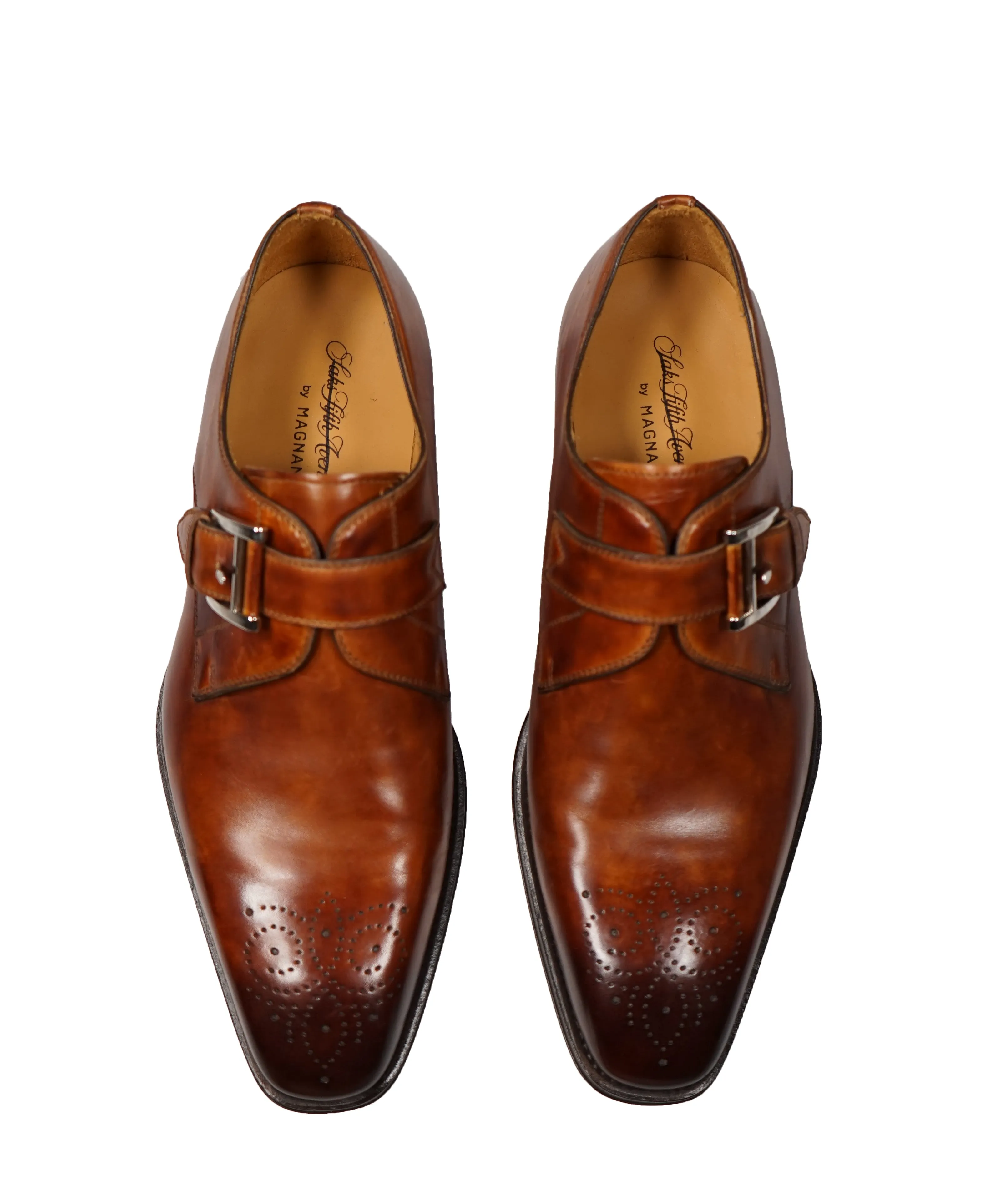 MAGNANNI For SAKS FIFTH AVENUE- Brown Single Monk Strap Loafers - 9