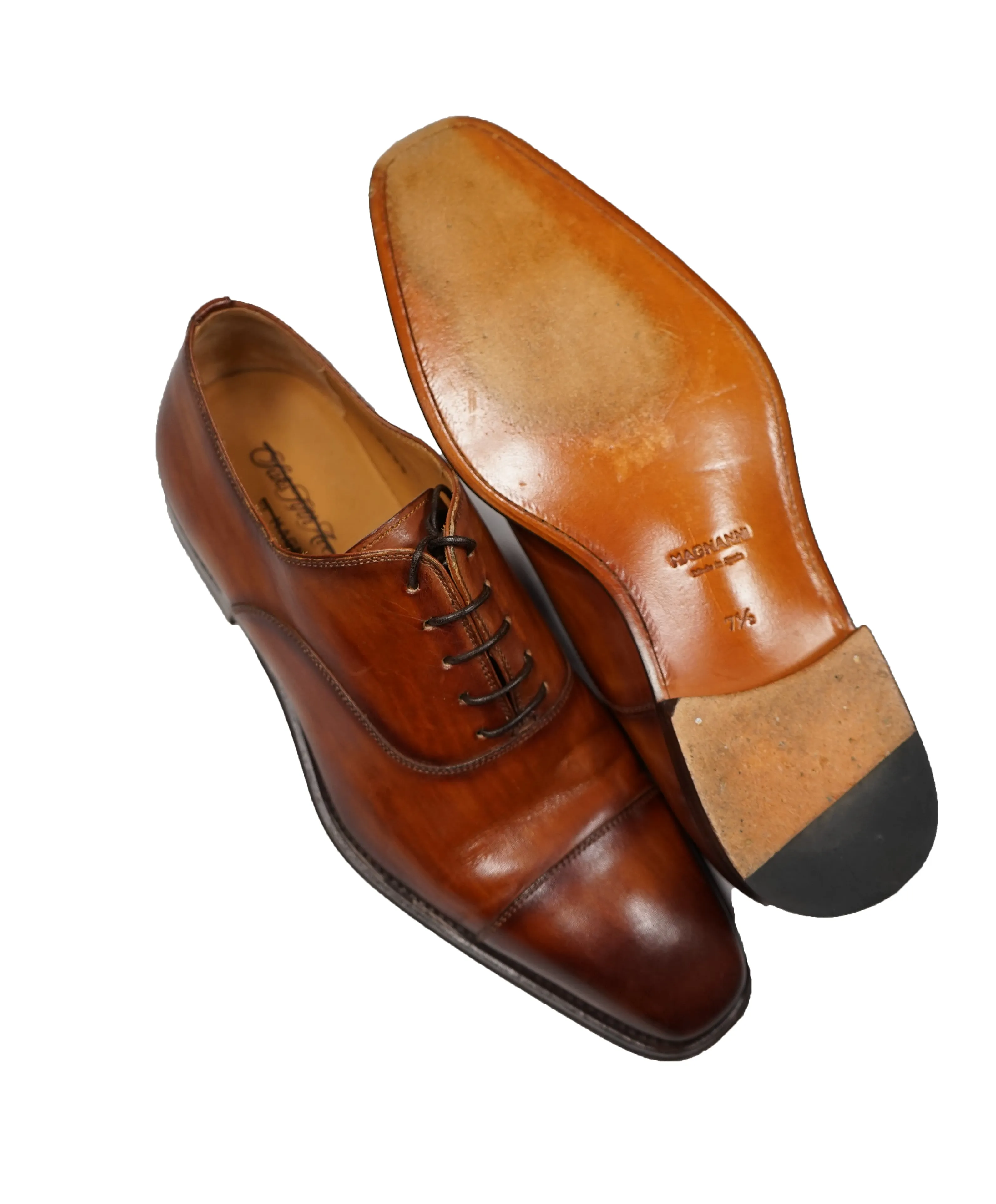 MAGNANNI - Hand Patina Cap Toe Oxfords Brown - 7.5