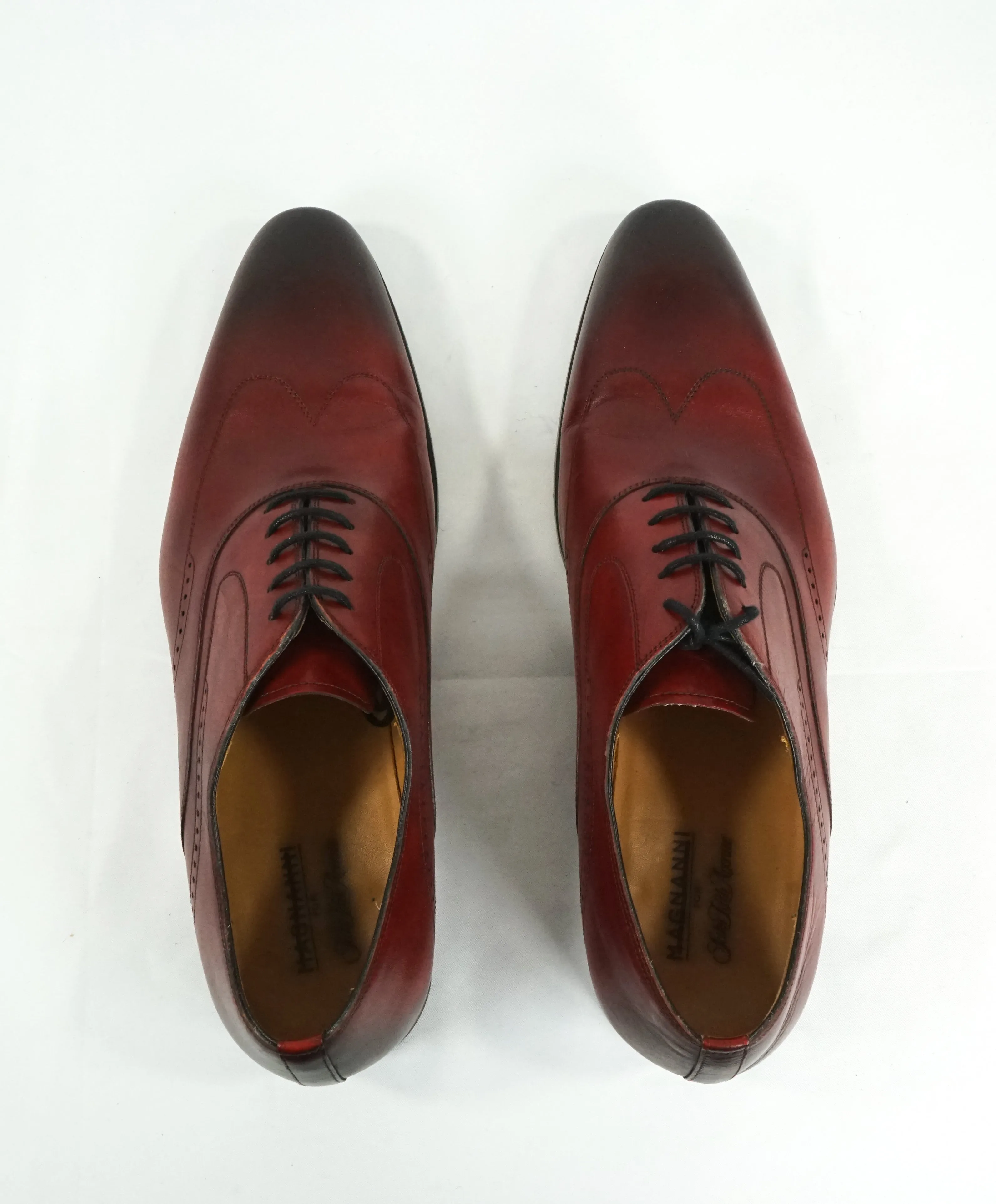MAGNANNI - Red Brogue Wingtip Oxfords W Hand Patina Upper - 11