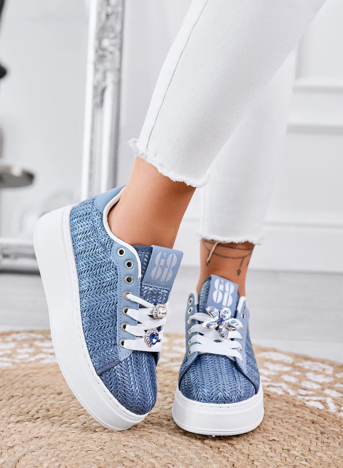 MARISA - Sneakers blu platform  con applicazione gioiello