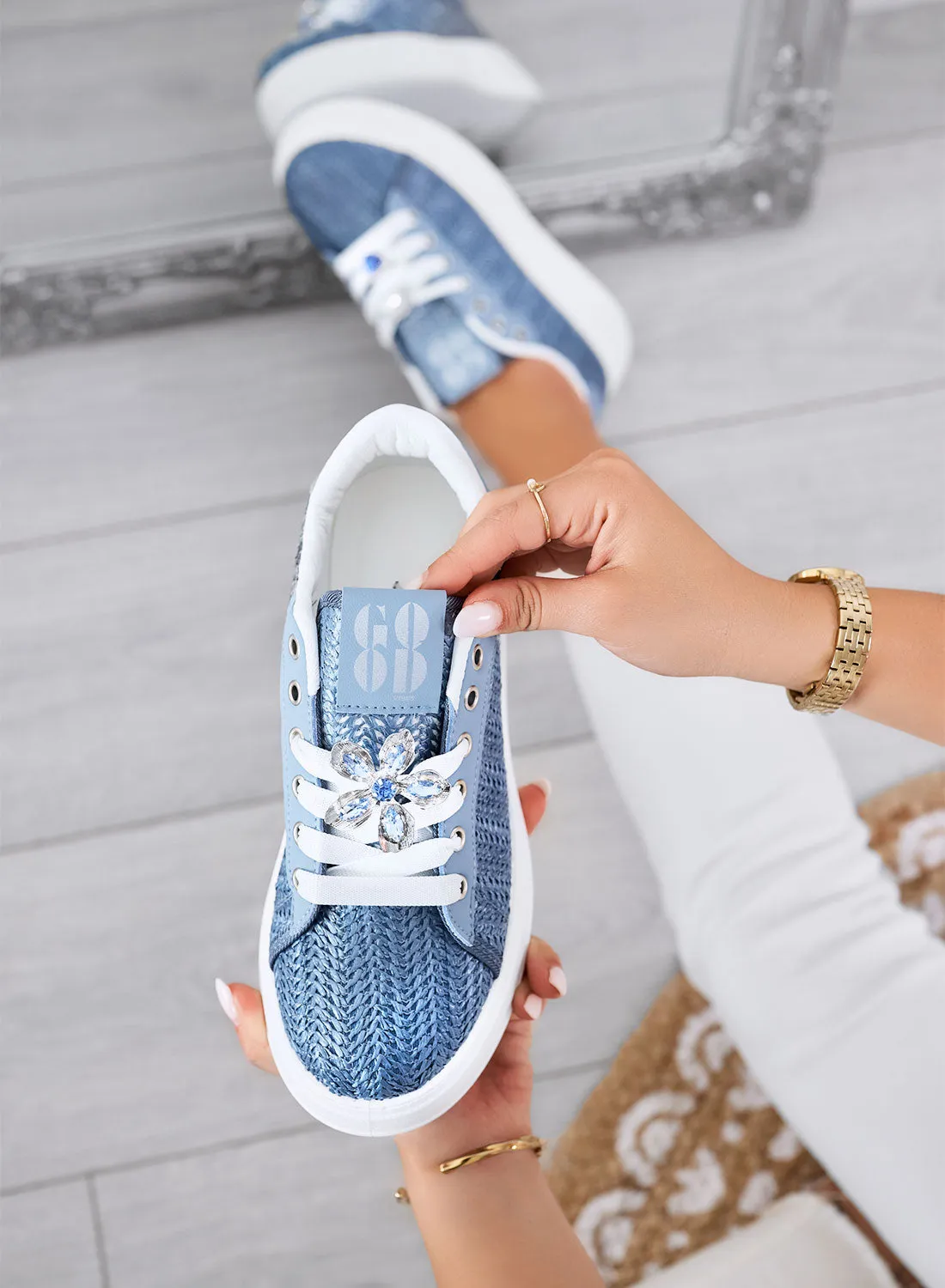 MARISA - Sneakers blu platform  con applicazione gioiello