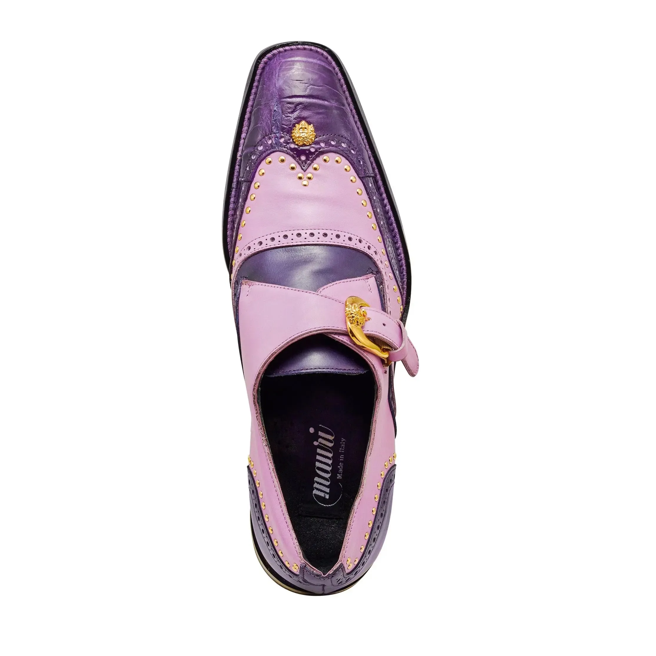 Mauri 3051 Purple/Amethist Genuine Alligator Monk Strap Shoes