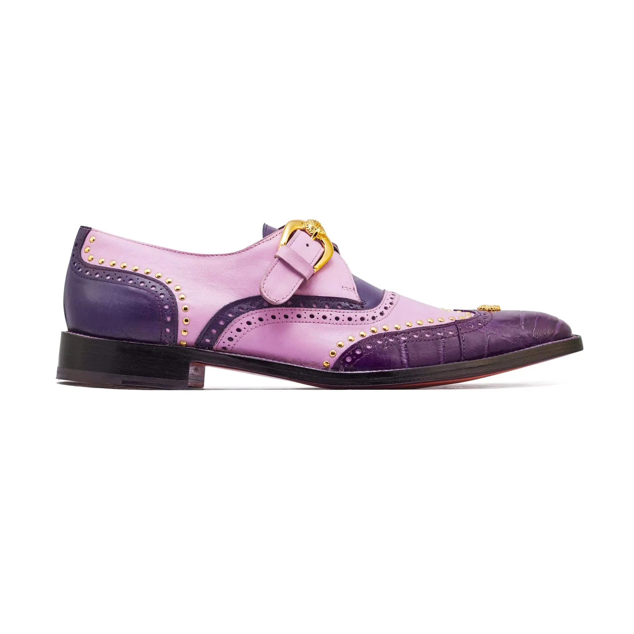Mauri 3051 Purple/Amethist Genuine Alligator Monk Strap Shoes