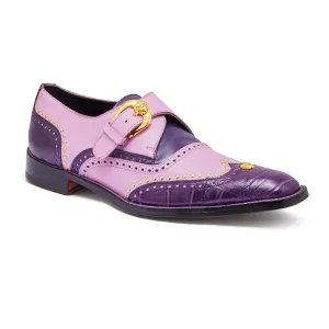 Mauri 3051 Purple/Amethist Genuine Alligator Monk Strap Shoes