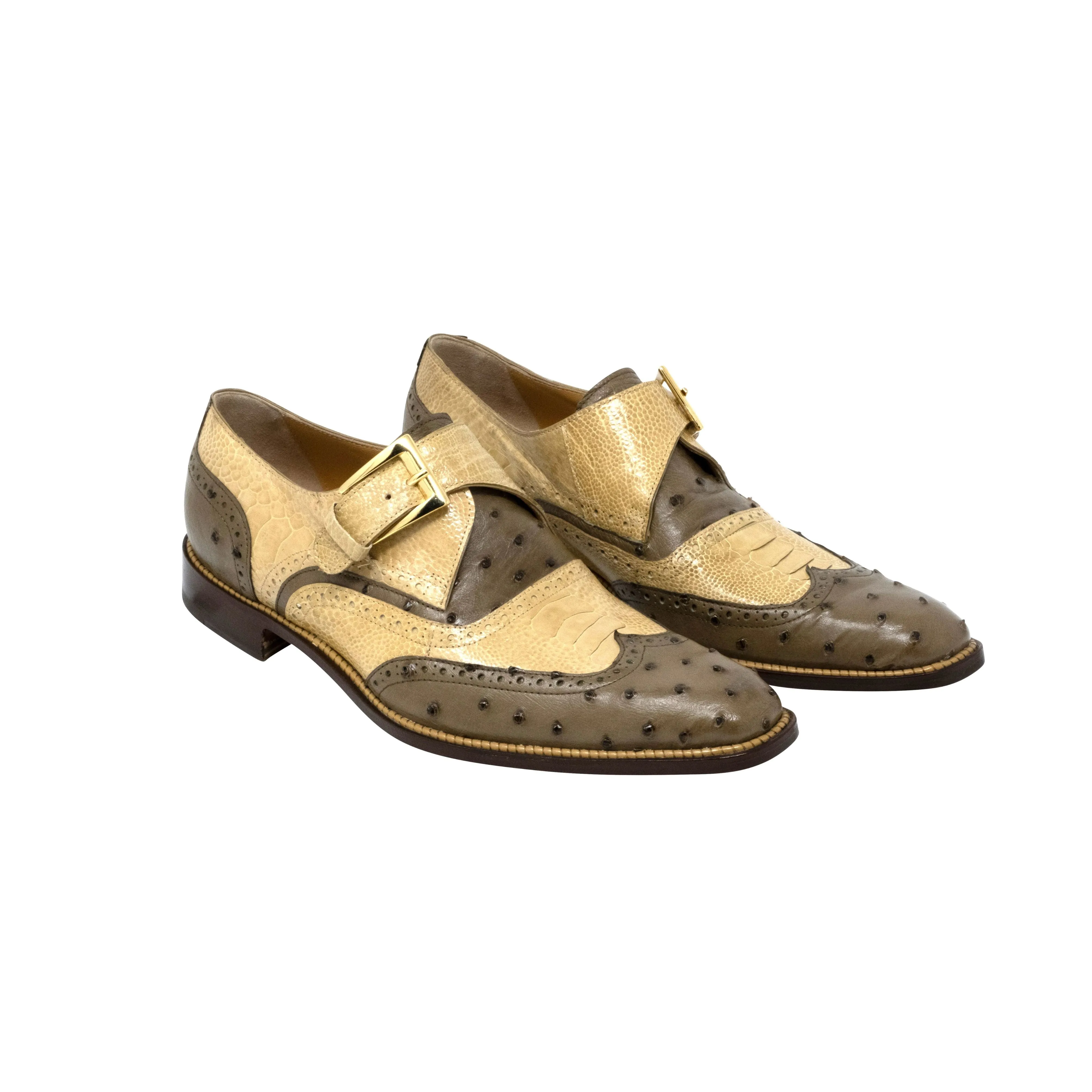 Mauri Ostrich and Ostrich Leg Monk Strap
